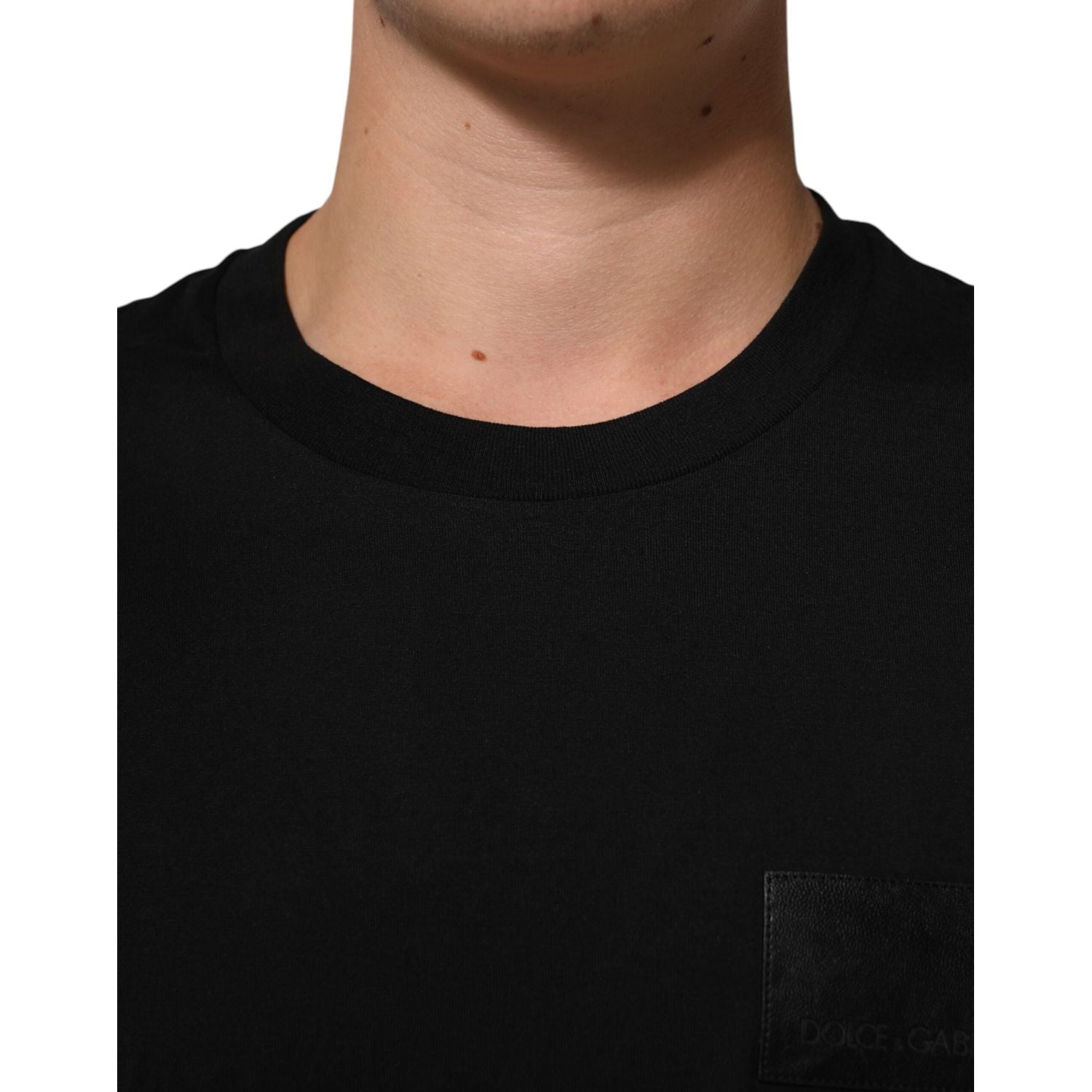 Dolce & Gabbana Black Logo Plaque Cotton Crew Neck T-shirt