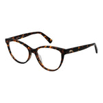 Longchamp Brown Women Glasses Frame with acetate cat eye design, full-rim in brown, includes branded case, size 52-16-140.