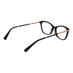 Longchamp Black Women Glasses Frame with cat-eye style, full-rim black plastic frame, and demo lenses, size 52-16-135.