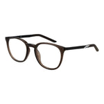 Nike Beige Unisex Glasses Frame in brown full-rim metal with demo plastic lenses, round style, size 51-20-145.