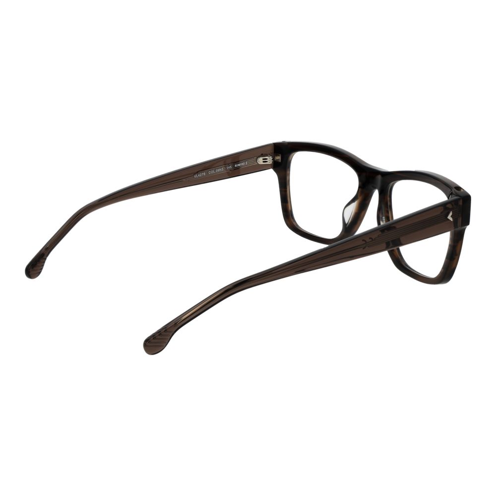 Lozza Brown Men Glasses Frame in cellulose acetate, full-rim style, rectangle shape, with demo lenses. Frame size 53-18-145; temples 145mm.