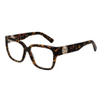 Longchamp Brown Women Glasses Frame in square acetate full-rim style with demo lenses, size 52-14-140, includes branded case.
