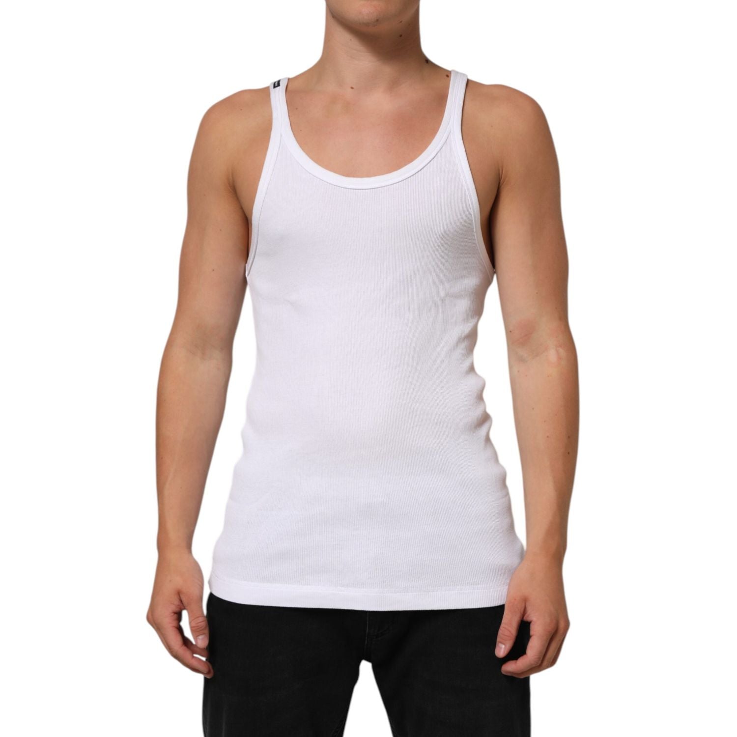 Dolce & Gabbana White Sleeveless Round Neck Tank Top T-shirt