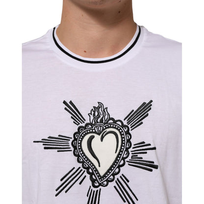 Dolce & Gabbana White Sacred Heart Short Sleeve Men T-shirt
