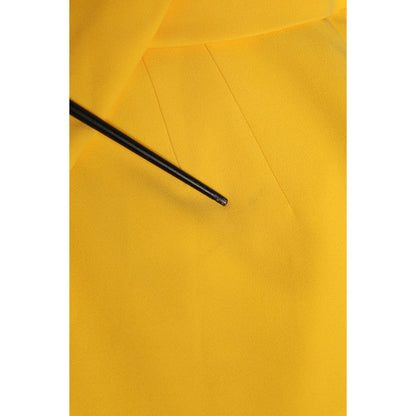 Close-up of Dolce & Gabbana Yellow One Shoulder Side Slit Sheath Dress fabric detail