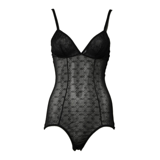 Dolce & Gabbana Black Nylon Stretch Bodysuit Lingerie Underwear