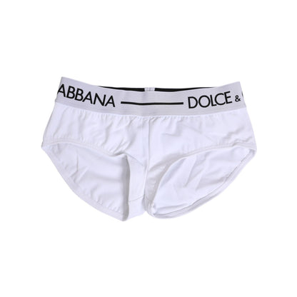 Dolce & Gabbana White Nylon Logo Waistband Shorts Underwear