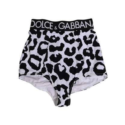 Dolce & Gabbana White Leopard Nylon High Waist Girdle Underwear