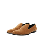 Dolce & Gabbana Brown Suede Slip On Men Loafers Formal Shoes with sleek design and luxurious material, perfect for versatile formal wear.