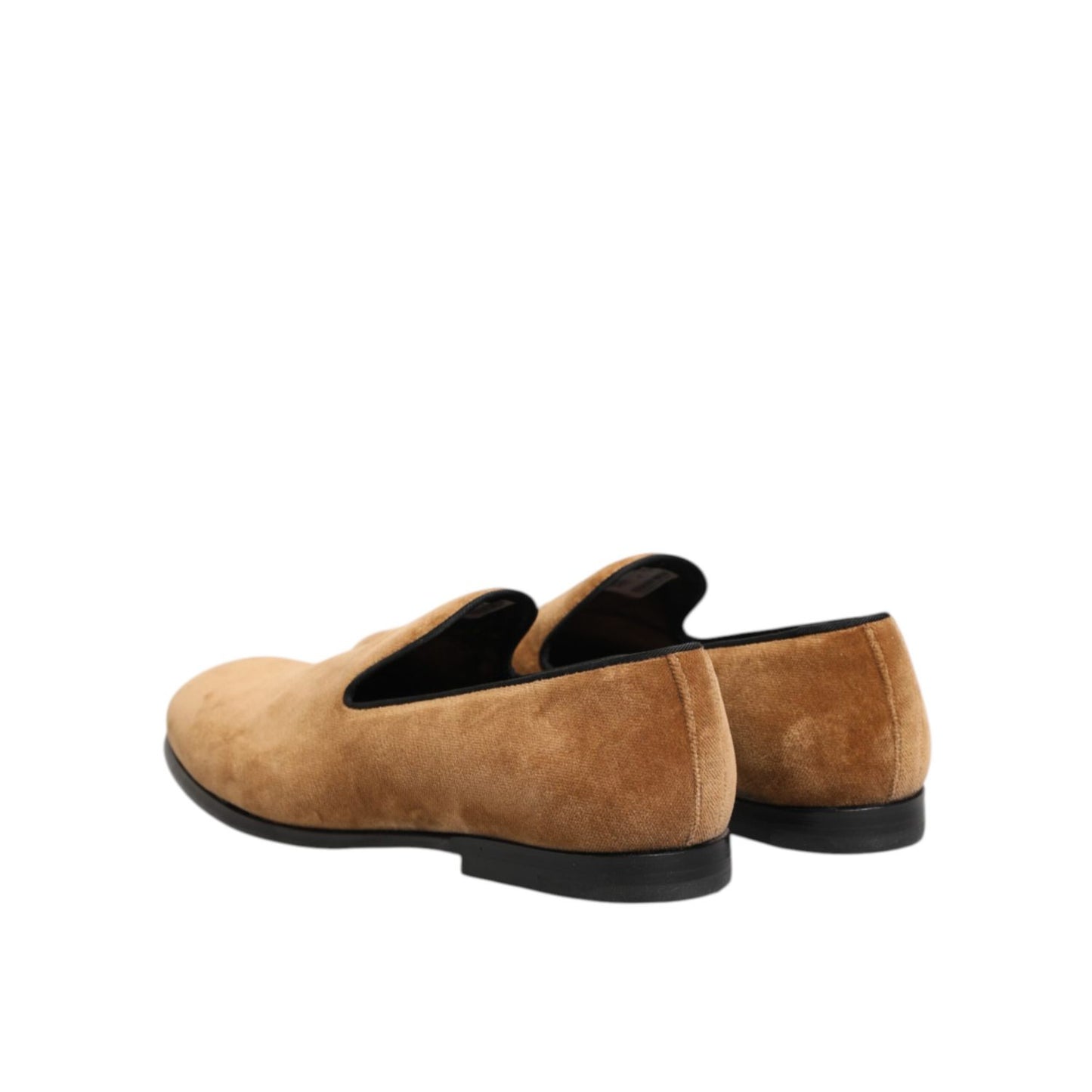 Dolce & Gabbana Brown Suede Slip On Men Loafers Formal Shoes made in Italy, side view showcasing soft suede material and sleek design.