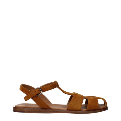Church's Brown Leather Sandals in suede, MPN DX01139HVF0AEY, side view, adjustable strap, stylish footwear for casual wear.
