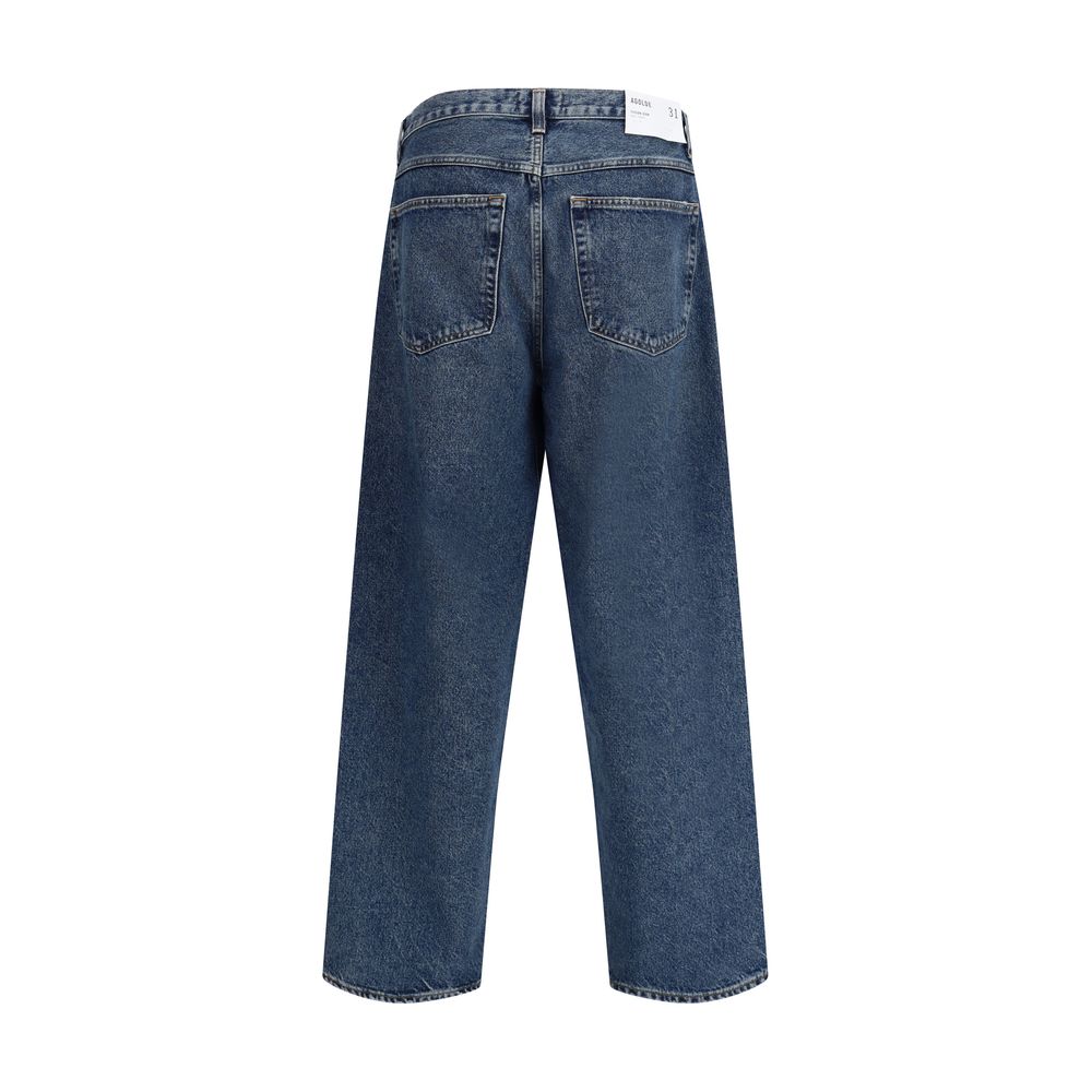Back view of Agolde Blue Cotton Jeans Denim in medium wash skater style