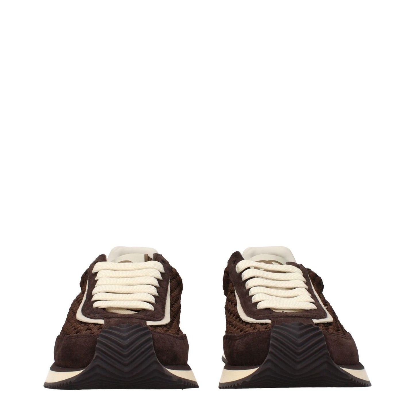 Dolce & Gabbana Brown Fabric Low Top Sneakers with front logo and back logo, showcasing unique design and style.