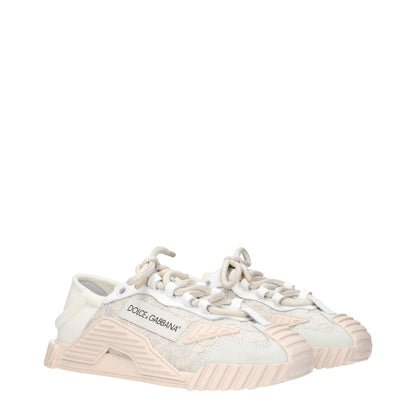 Dolce & Gabbana Gray Fabric Sneakers with front logo and side logo accents, stylish and modern sneaker design.