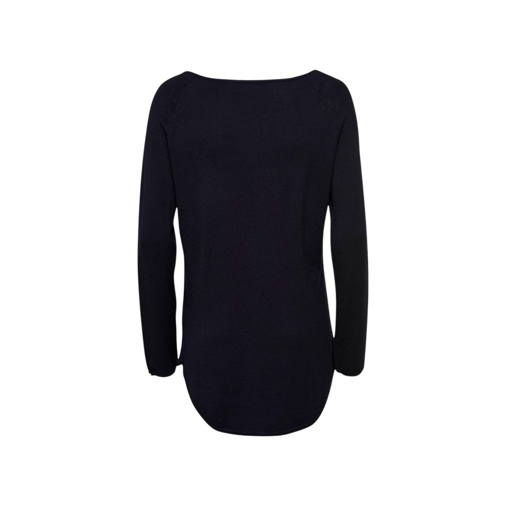 Only Black Viscose Sweatshirt with long sleeves and asymmetric cut, back view.