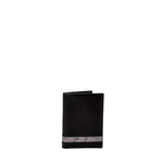 Alviero Martini Prima Classe Black Leather Wallet with Geo Classic band, premium leather men’s accessory without coin pocket, sleek design.