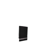 Alviero Martini Prima Classe Black Leather Wallet with Geo Classic band, sleek design, perfect for practicality and style; no coin pocket.