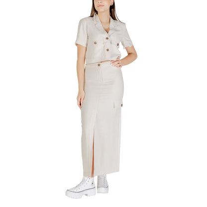 Jacqueline De Yong Beige Viscose Long Skirt