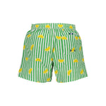 North Sails Green Polyester Swimwear with stripes, lemons, elastic waist, rear pocket, and logo, made from organic cotton.