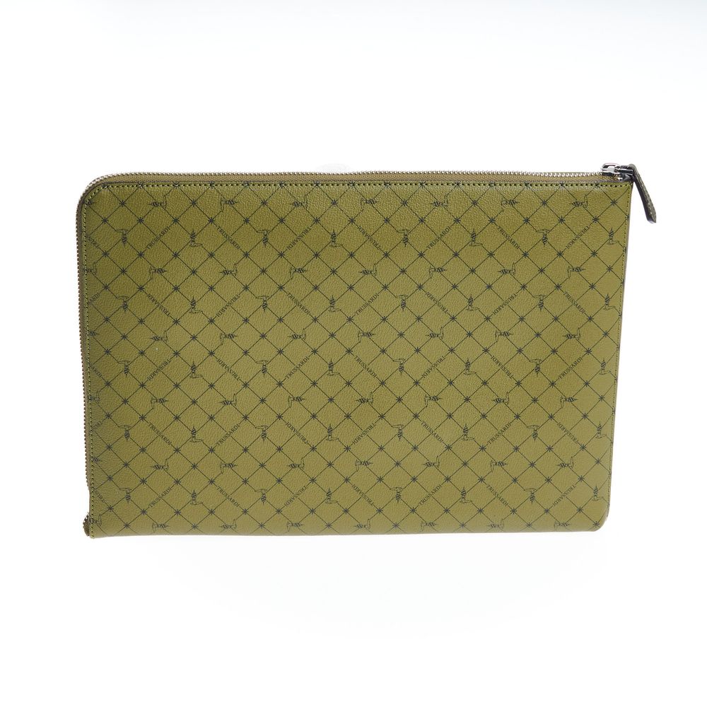 Trussardi Green Leather Clutch Bag
