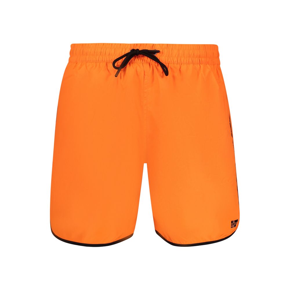 Norway 1963 Orange Polyamide Swimwear with elastic waist, slip liner, and pockets.