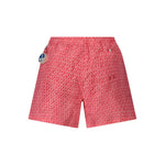 North Sails Red Polyester Swimwear with patterned swim boxer, elastic waist, pockets, contrasting details, and logo application.