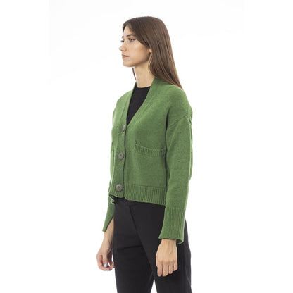 Alpha Studio Green Merino Wool Cardigan