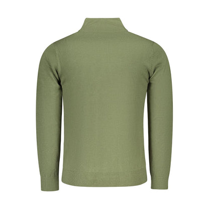 North Sails Green Nylon Sweater, long-sleeved with half zip and embroidered logo, back view.