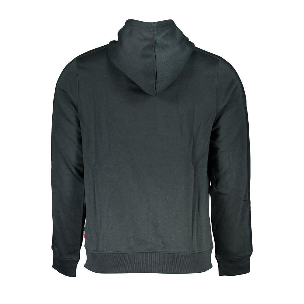Gianmarco Venturi Green Cotton Sweatshirt, hooded fleece with embroidery, two pockets, and zip closure