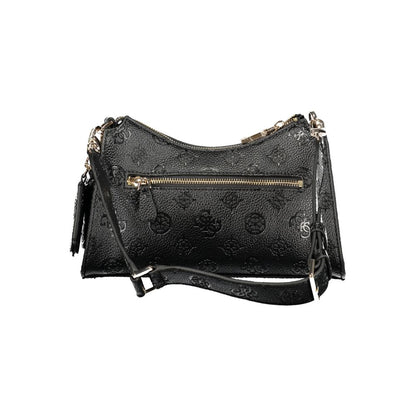 Alt Tag: Guess Jeans Black Polyethylene Handbag with removable shoulder strap, external and internal pockets, protective feet, and logo.