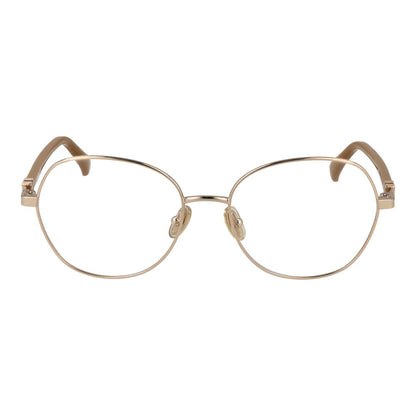 Max Mara Gold Metal Glasses (Frames) in butterfly style and full-rim design for women, featuring demo plastic lenses and gold metal frame.