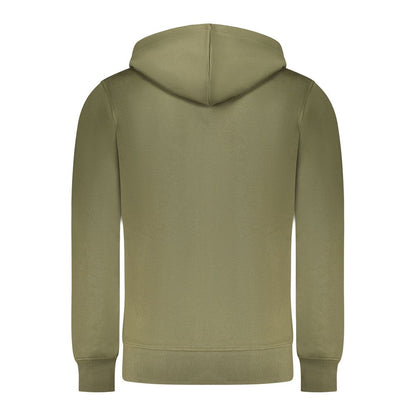 Rifle Green Cotton Men Sweater featuring hood and long sleeves, offering modern style and comfort with soft cotton-polyester blend