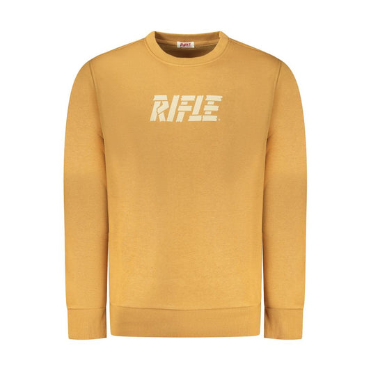 Rifle Brown Cotton Men Sweater with iconic logo and bold crew neck, long-sleeved for style-conscious individuals.