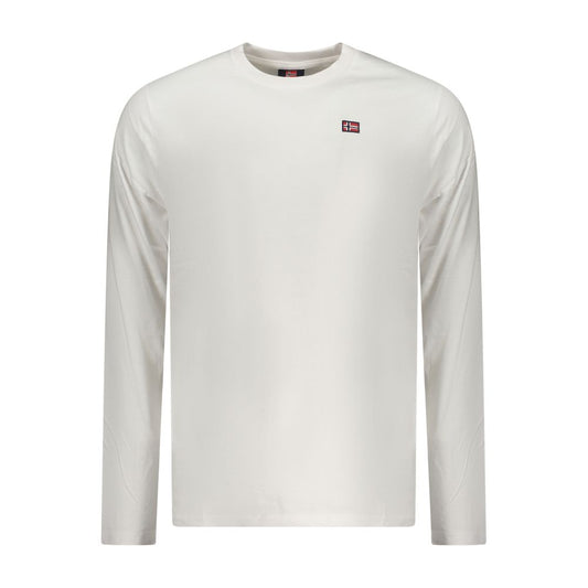 Alt Tag: Norway 1963 White Cotton Men T-Shirt with long sleeves, crew-neck, elegant applique detailing, and brand logo.