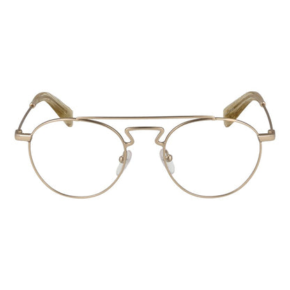 Yohji Yamamoto Gold Metal Glasses (Frames), full-rim aviator style for men, gold metal frame with demo lenses, size 50-20-145.