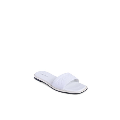Calvin Klein White Recycled Polyester Sandals - Women's sandal with 70% recycled polyester and 30% natural rubber, eco-friendly fashion.