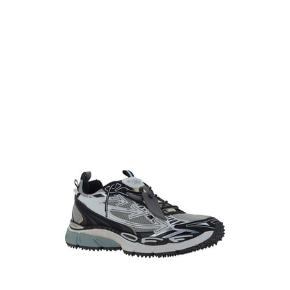Off-White Gray Polyester Athletic Sneakers