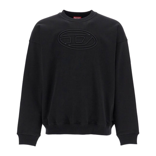Diesel black cotton sweatshirt with embroidered s-mart-bigoval logo