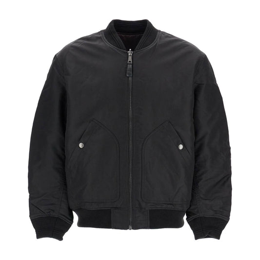 Diesel classic black nylon bomber jacket with zip and side pockets