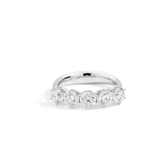 ANELLI RECARLO MOD. R01MZ014_075-14 five-stone diamond ring displayed on a reflective surface