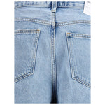 Close-up of Agolde Baggy denim Shorts back, showcasing relaxed five-pocket design, highlighting cotton texture and urban style.