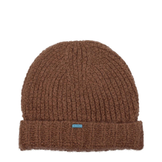Alanui Brown Cashmere Beanie with front logo, casual style, composed of 90% cashmere and 10% silk.