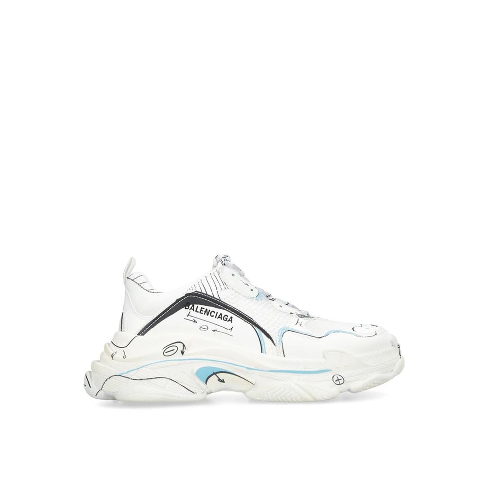 Balenciaga Triple S Sneakers, black with all-over logo detail, 100% calf leather, fabric inner, rubber sole, round toe, lace-up closure.