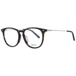 Bally Brown Women Glasses Frame in full-rim round style with plastic brown frame. Gender-specific eyewear with demo lenses. Size 53-16-145.