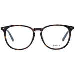 Bally Brown Women Glasses Frame in full-rim style, plastic material, 53-16-145 size with demo lenses, branded case included.