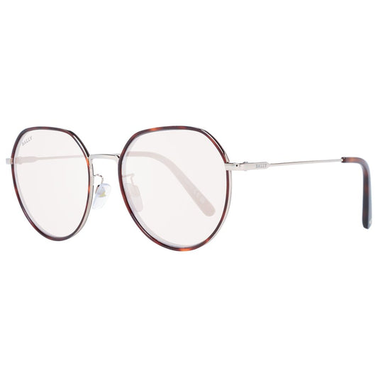 Bally Brown Women Sunglass with mirrored brown lenses, full-rim round metal frame, offering 100% UVA & UVB protection.