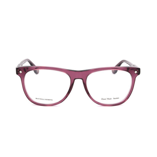 Bottega Veneta Purple Acetate Frames, unisex, transparent plum color, size 54/17/140 mm, eyewear front view