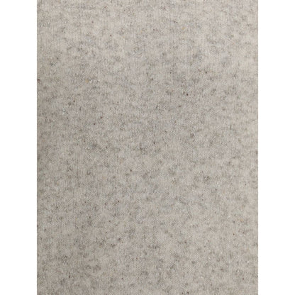 Close-up of Brunello Cucinelli Gray Alpaca Vicugna Pacos Sweatshirt fabric, highlighting its soft mélange pattern and texture.