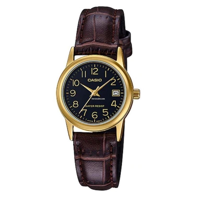 CASIO COLLECTION Mod. LADY DATE GOLD, LEATHER - BLACK