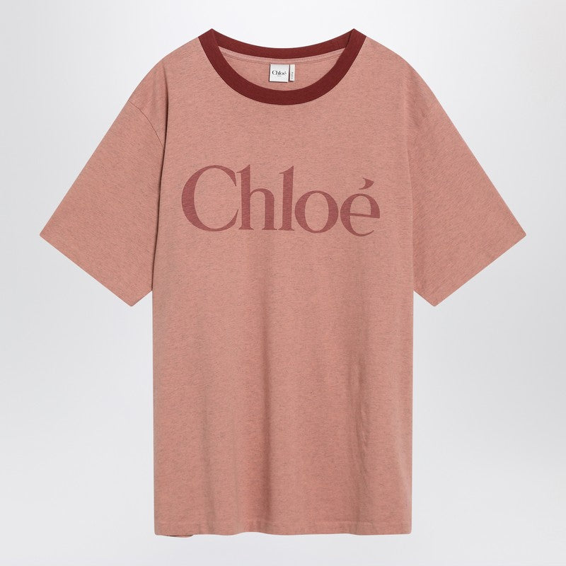 Chloé Pink cotton T-shirt with logo CH25AJH20173/R_CHLOE-6B1_323